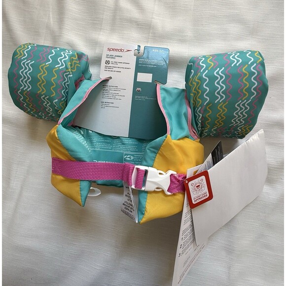 Speedo Kids Splash Jammer Life Jacket Vest In “Good Vibes” Print Sz 33-55lbs New - Picture 3 of 5